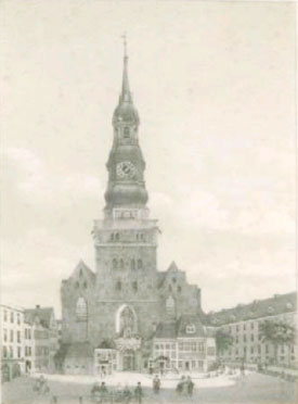 Erste Nikolai-Kirche am Hopfenmarkt, vor 1842
