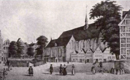 Maria-Magdalenen-Kloster, im Bereich Adolphsplatz/heutige Handelskammer,  1800